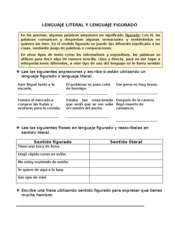 ¿Cuál es el lenguaje literal y figurado
