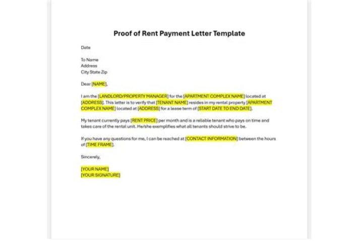 How do I write a letter of proof of rent payment