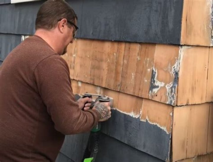 How do you remove paint from grooved cedar shingles