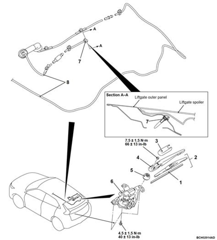 How does a rear wiper motor work