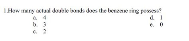 How many actual double bonds does the benzene ring possess