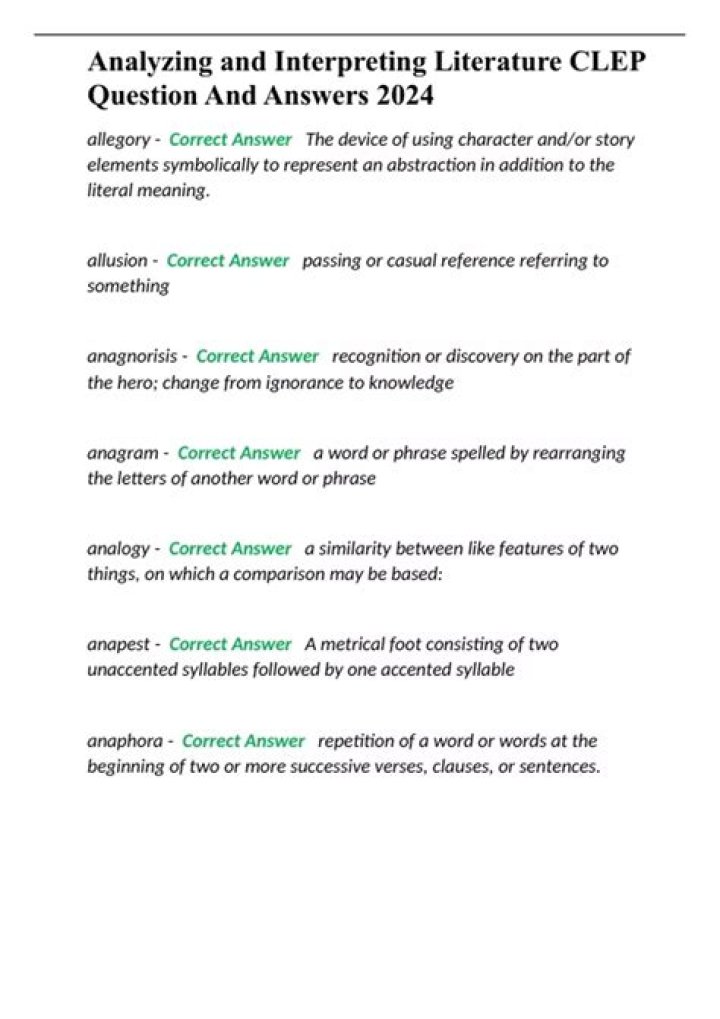 How many credits is analyzing and interpreting literature CLEP