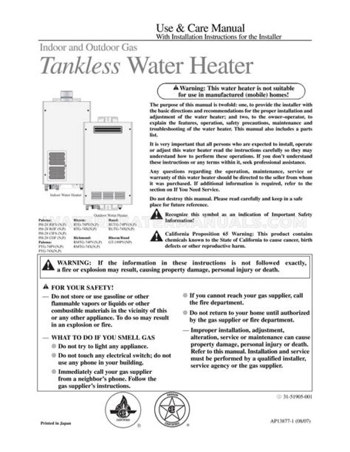 How many liters per minute in a Paloma water heater?