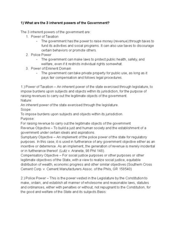 What are the 3 inherent powers of the government