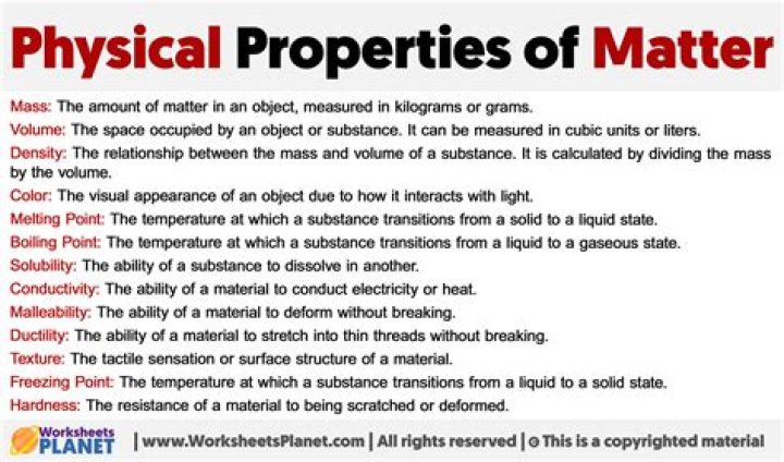 What are the 6 physical properties of matter