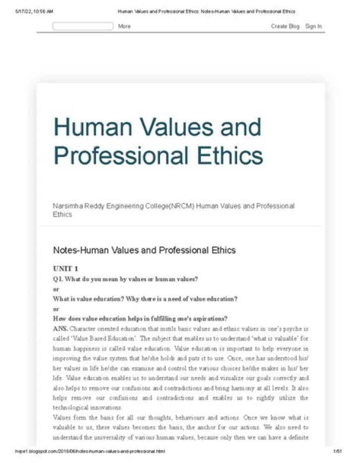 What are the personal values and professional ethics