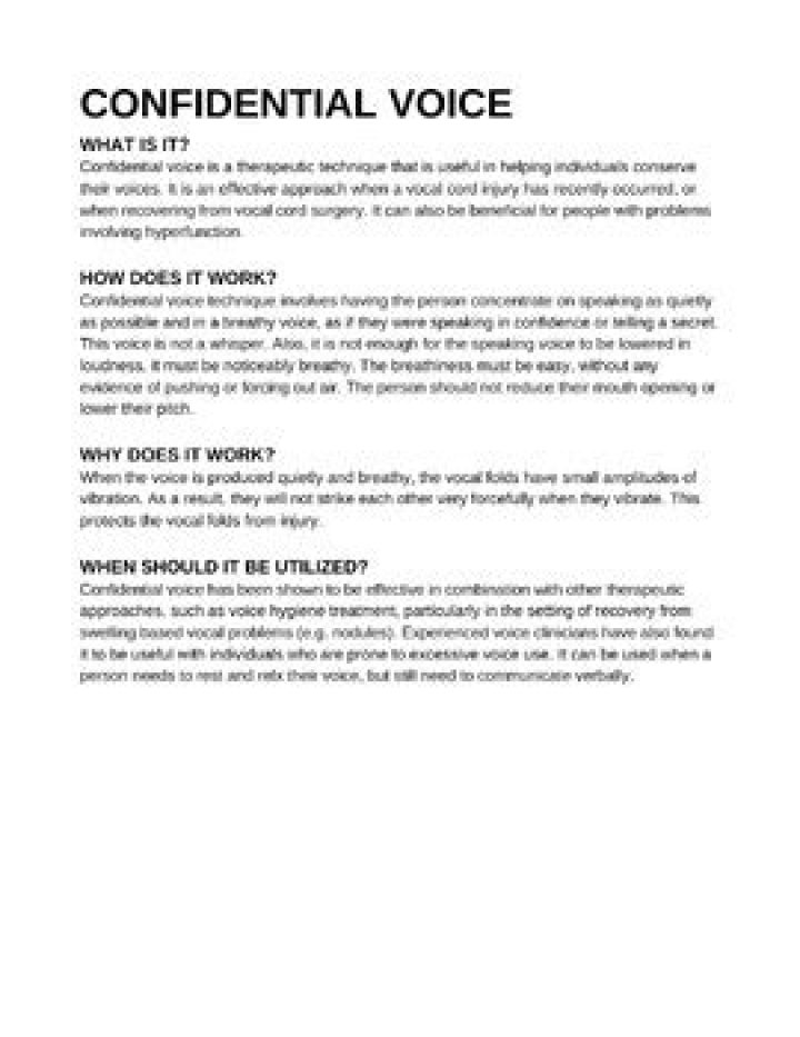 What is confidential voice therapy