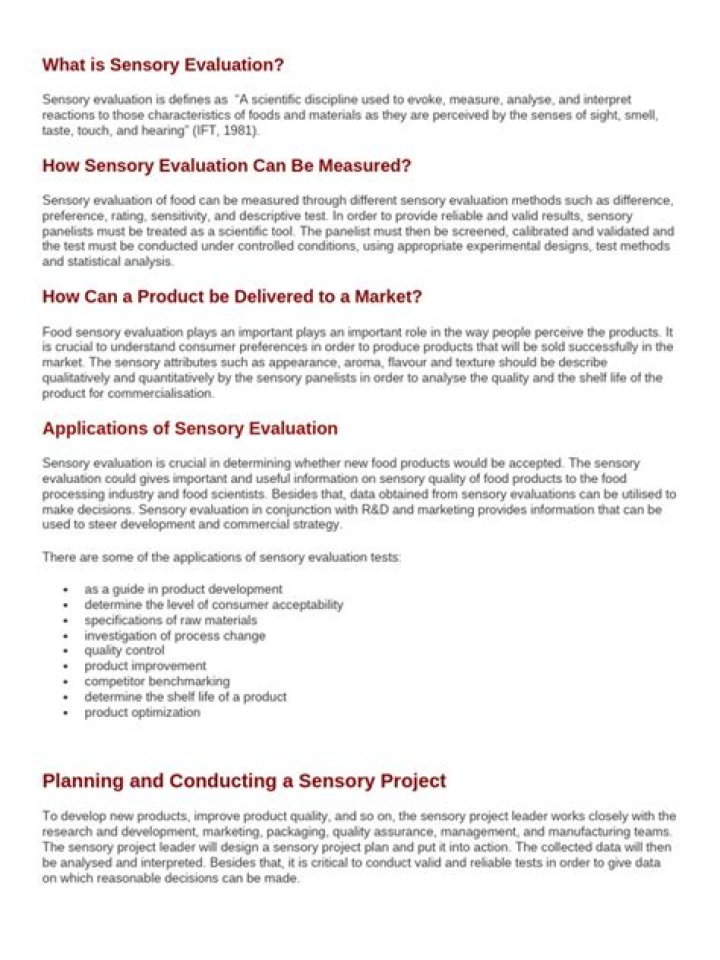 What is sensory evaluation PDF