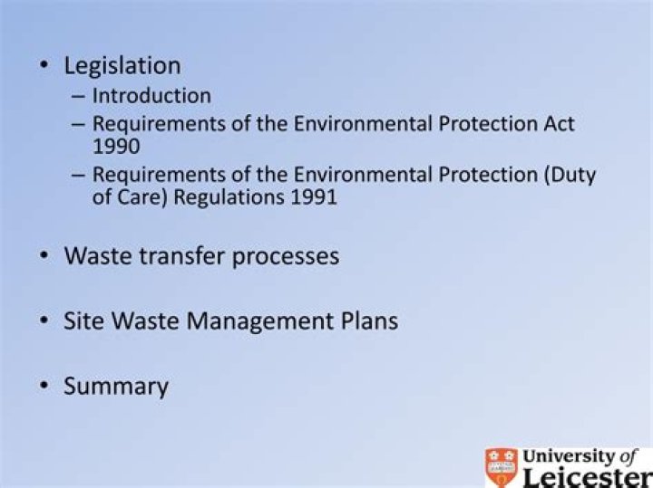 What is the Environmental Protection Duty of Care Regulations 1991
