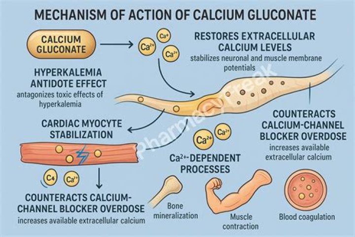 What is the function of calcium gluconate