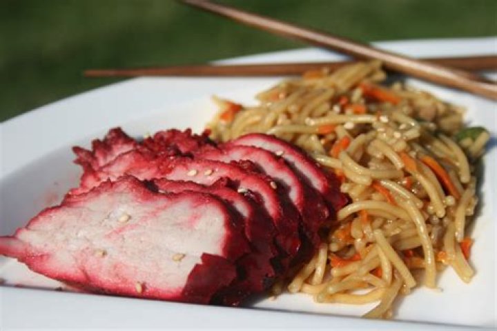 What is the red coating on Chinese pork