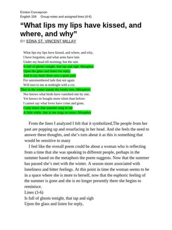 What Lips My Lips Have Kissed literary devices